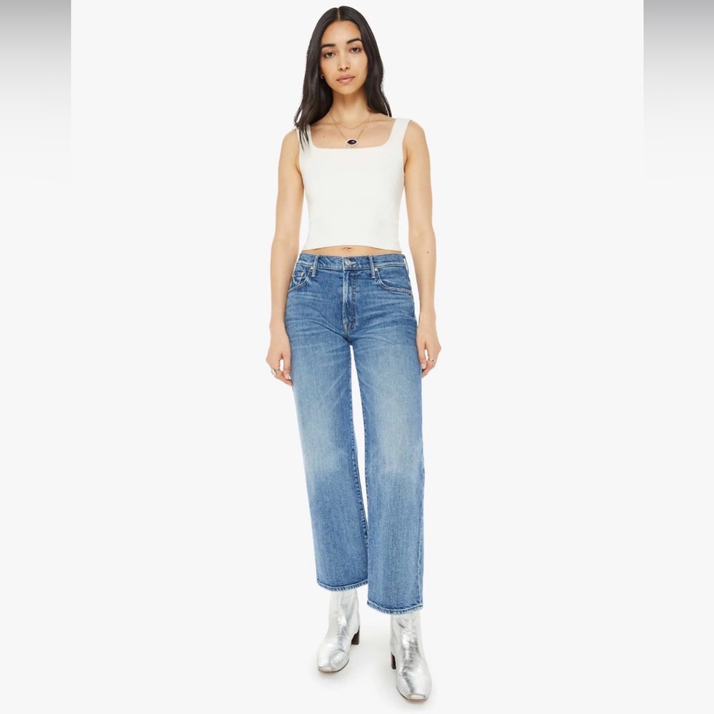 Mother Denim Mid-Rise Maven Ankle Wide-Leg Jeans in Toil and Trouble